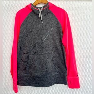 Nike Women's Pink and Grey Therma Fit Hoodie Size L